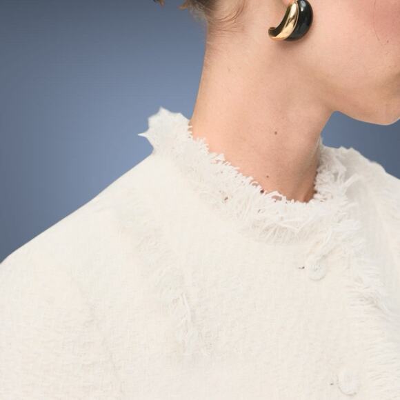 MANGO Pocket Cream Boucle' Fringe Tweed jacket Women's Blazer M (4) REF17087813 - Picture 5 of 16